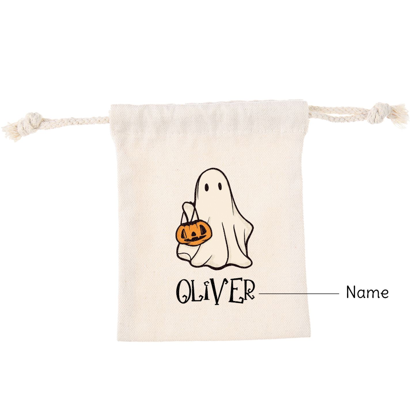 Personalised Halloween Trick or Treat Bags - Custom Named Marshmallow Bags with Pumpkin/Ghost Designs For Kids | Jessmade