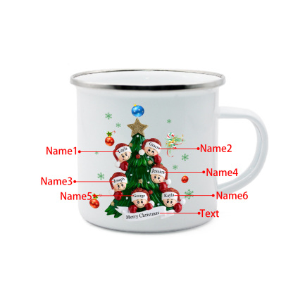 Personalised Family Enamel Cup – Custom 2-8 Names & 1 Text Cup Christmas Gift for Family | Jessemade