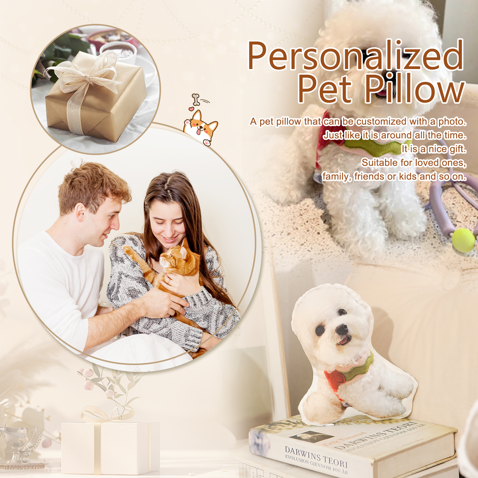 Personalised Pet Pillow – Custom Photo Plush Pillow Gift for Pet Lovers | Jessemade