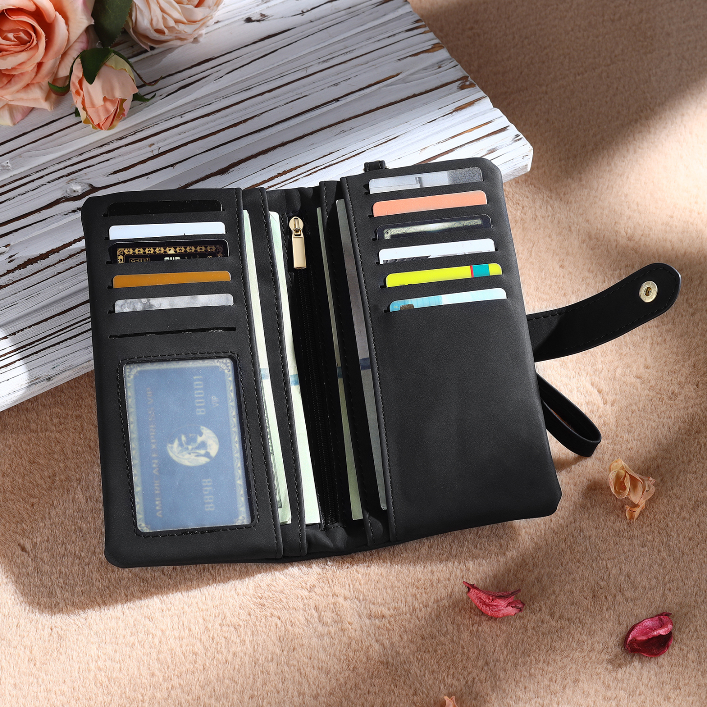 Personalised Women’s Wallet with Custom Name, Photo, and Birth Flower – Multiple Colour Options – Valentine’s Day Gift for Her | Jessemade