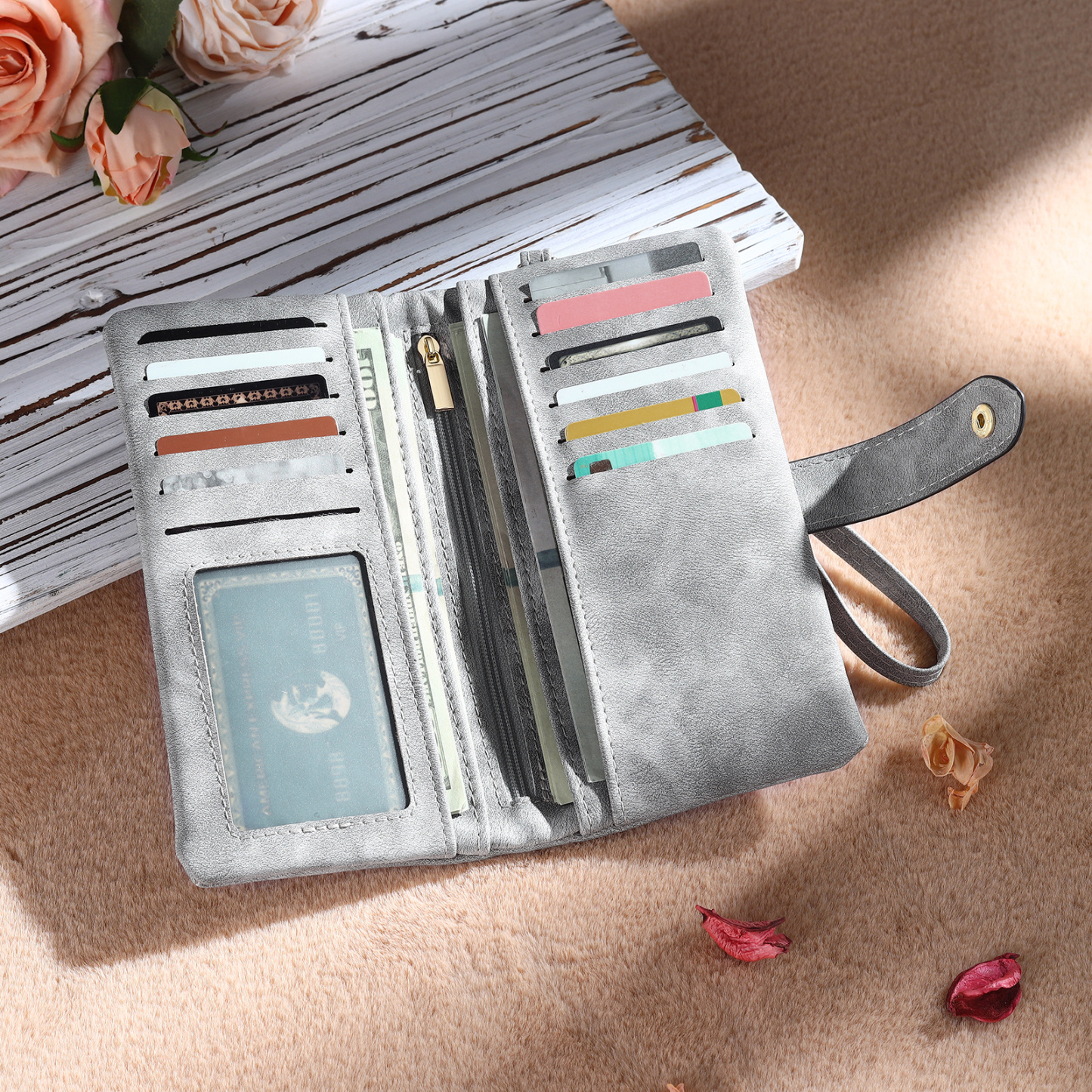 Personalised Women’s Wallet with Custom Name, Photo, and Birth Flower – Multiple Colour Options – Valentine’s Day Gift for Her | Jessemade