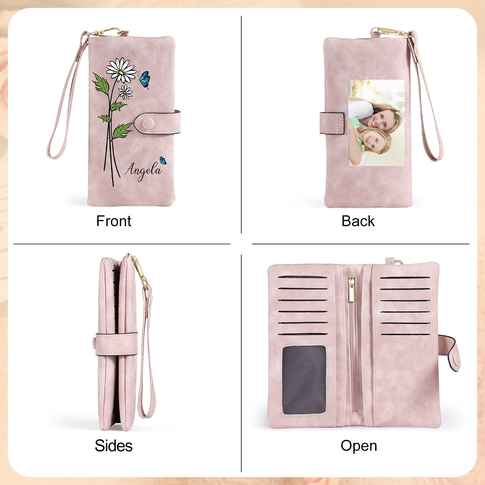 [Copy]Personalised Women’s Wallet – Custom Name, Birth Flower & Photo, Seven Colours Available – Valentine’s Day Gift for Her | Jessemade