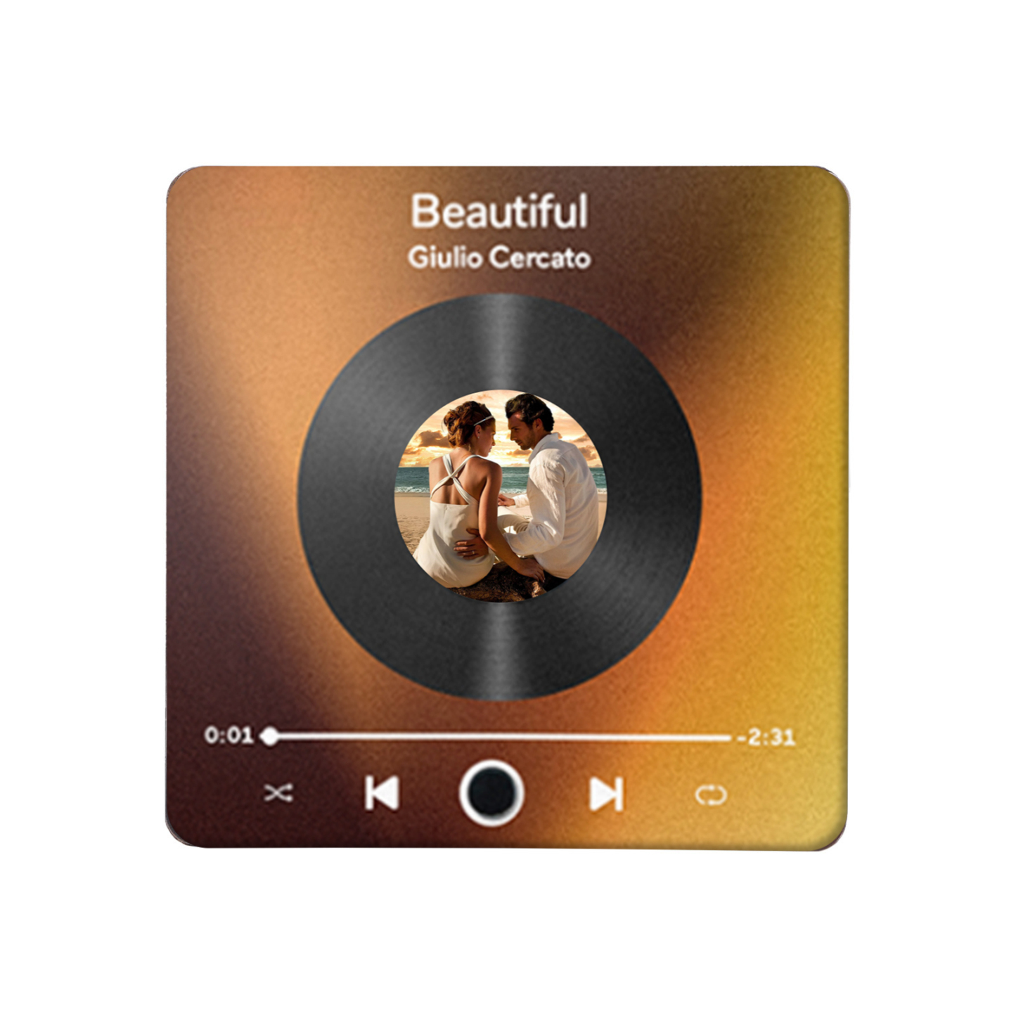 Personalized Photo Fridge Magnet with Favorite Song – Elegant Gift for Couples in Black or Color | Jessemade