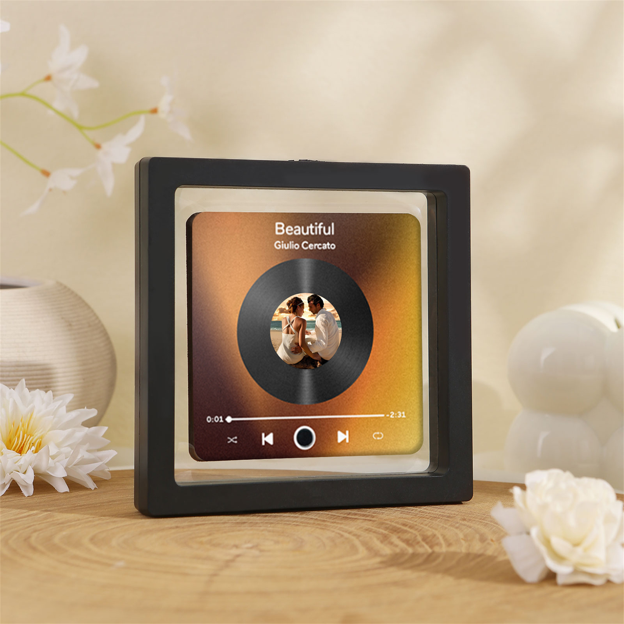 Valentine’s Day Gift for Couples – Custom Music Photo Magnet, Leather Keychain with Photo & Texts, and Premium Gift Box | Jessemade