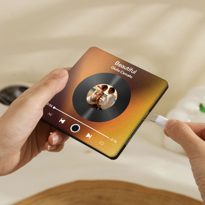 Personalized Photo Fridge Magnet with Favorite Song – Elegant Gift for Couples in Black or Color | Jessemade