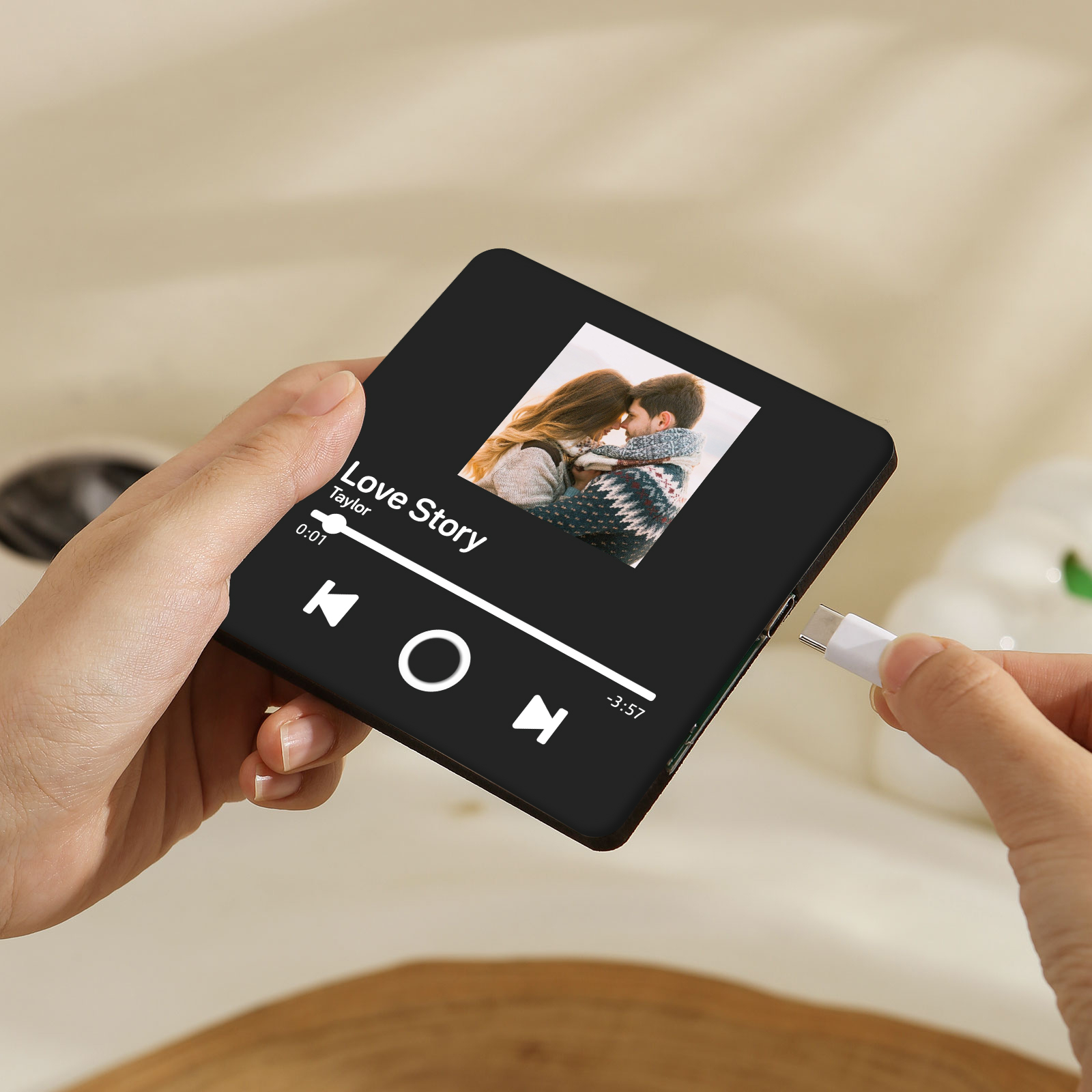 Personalized Photo Fridge Magnet with Favorite Song – Elegant Gift for Couples in Black or Color | Jessemade