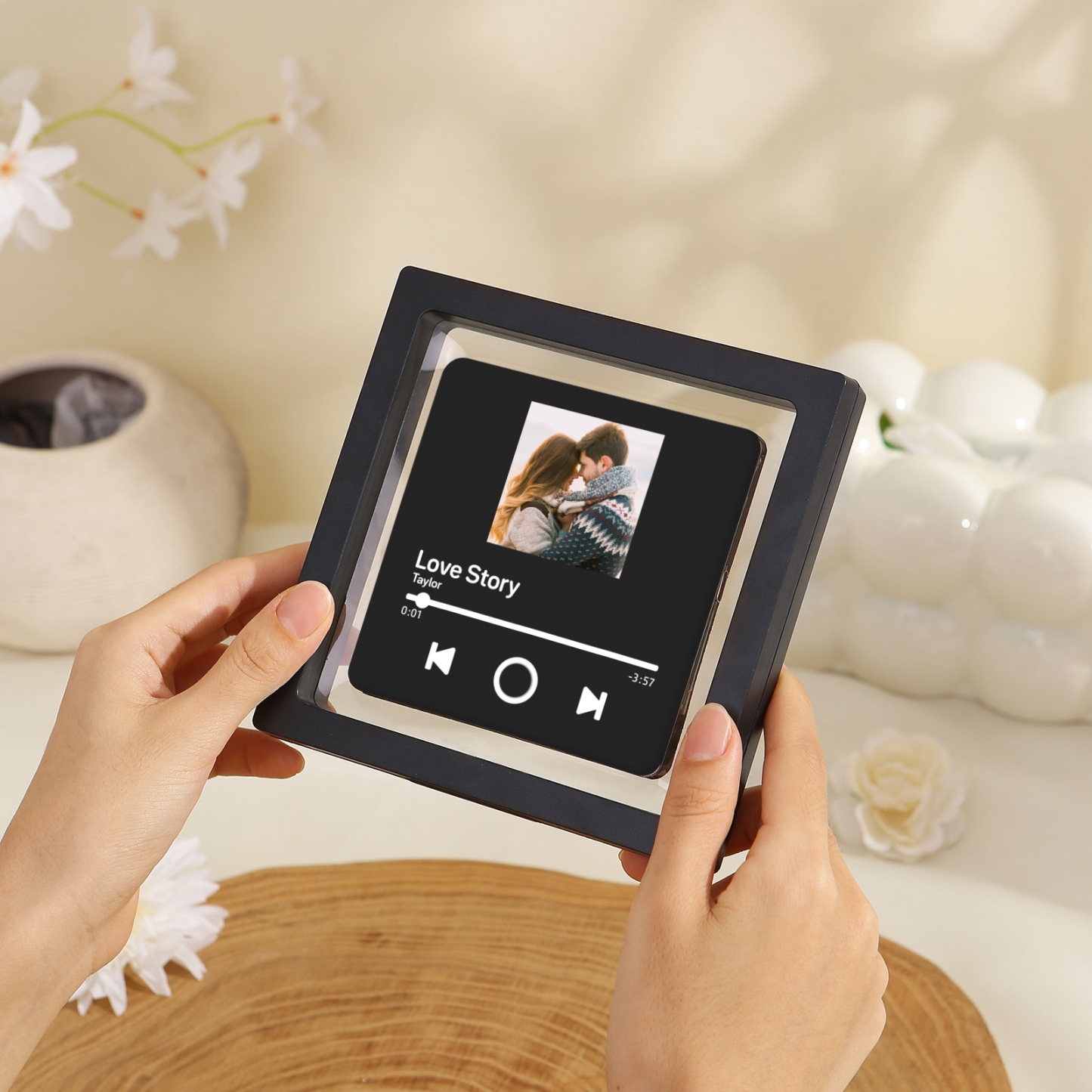 Personalized Photo Fridge Magnet with Favorite Song – Elegant Gift for Couples in Black or Color | Jessemade