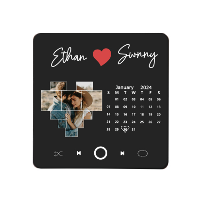 Personalized Photo Fridge Magnet with Custom 2 Names & 1 Date– Elegant Gift for Couples in Black or Color | Jessemade