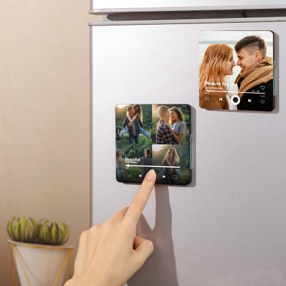Personalized Photo Music Fridge Magnet with Custom 4 Photo and 1 Song Name- Cherish Memories with Style | Jessemade