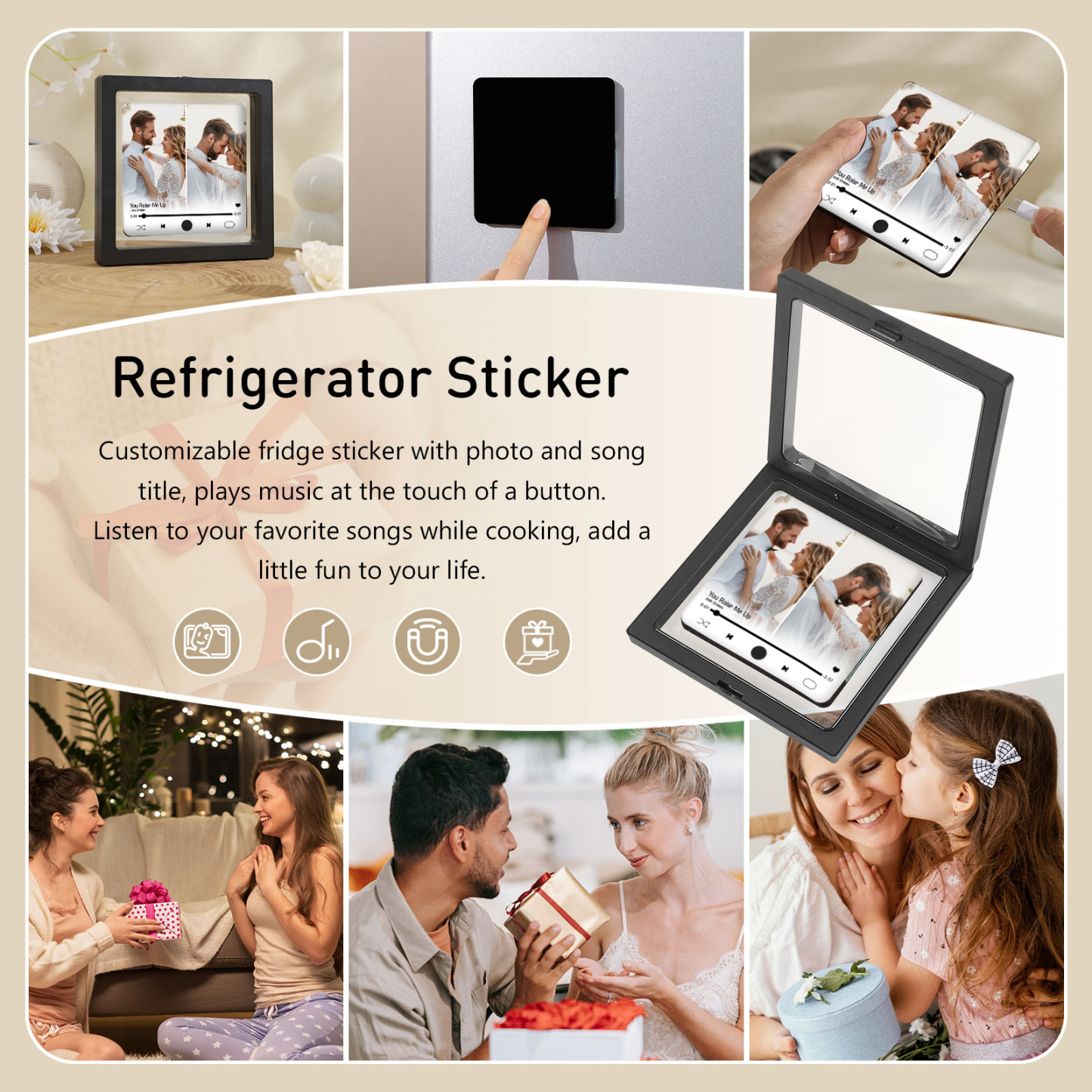 Personalized 2-Photo Music Fridge Magnet – A Thoughtful Custom Keepsake | Jessemade