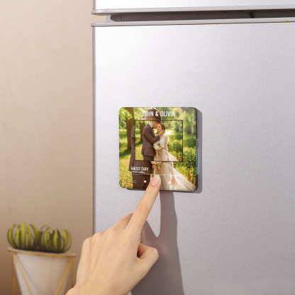 Personalized 1-Photo Fridge Magnet with Song & Names – A Romantic Keepsake Gift for Couple | Jessemade