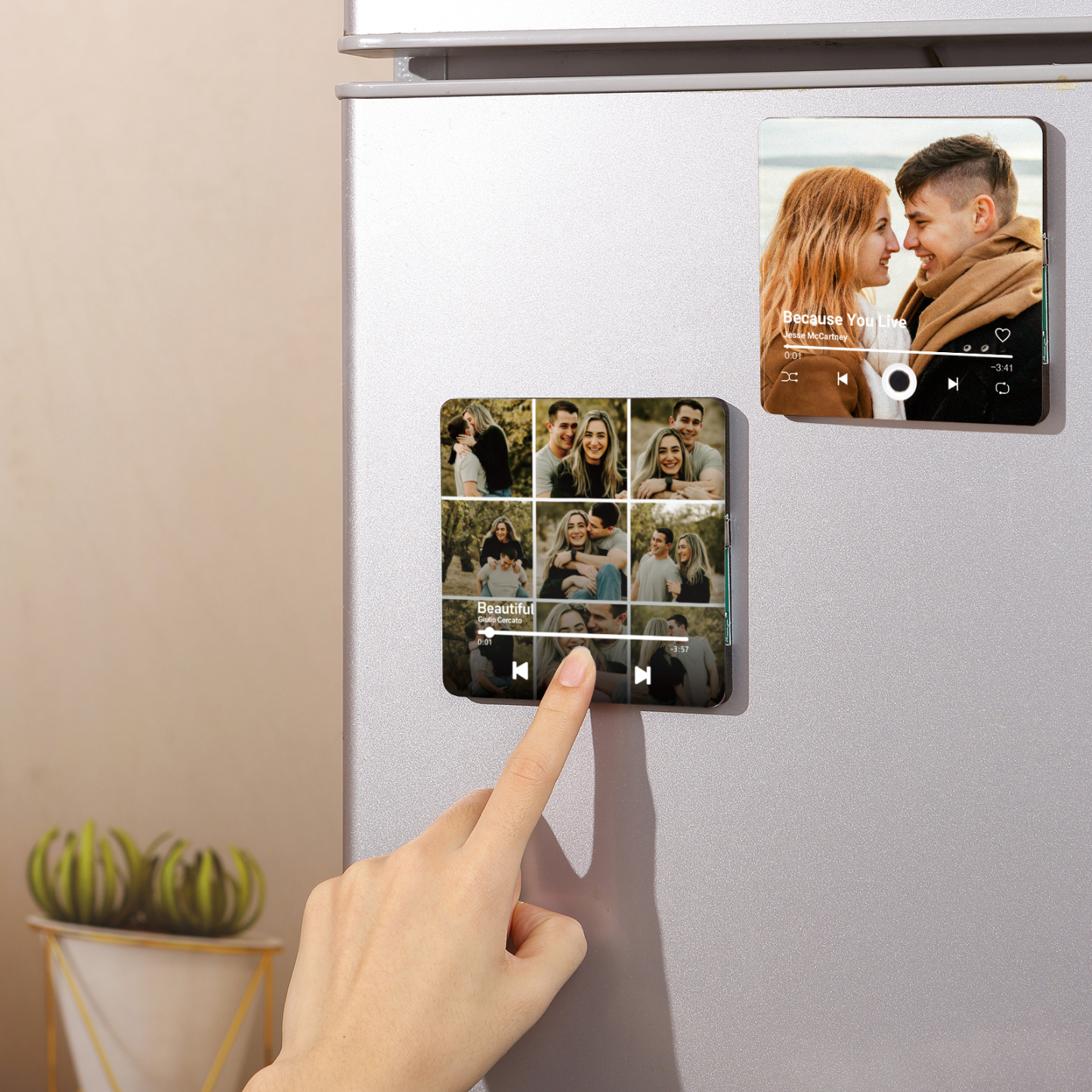 Personalized Photo Music Fridge Magnet with Custom 9 Photo and 1 Song Name- Cherish Memories Gift for Couple | Jessemade