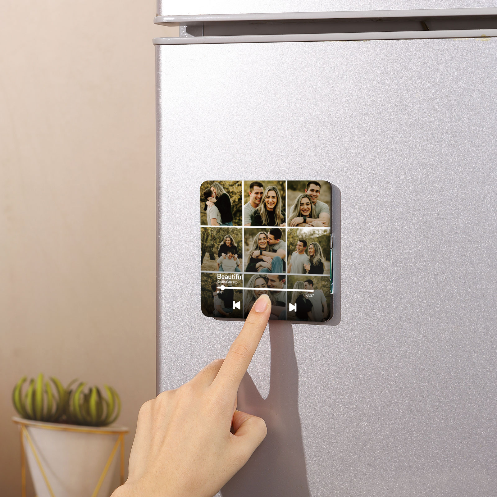 Personalized Photo Music Fridge Magnet with Custom 9 Photo and 1 Song Name- Cherish Memories Gift for Couple | Jessemade