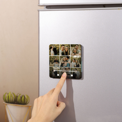 Personalized Photo Music Fridge Magnet with Custom 9 Photo and 1 Song Name- Cherish Memories Gift for Couple | Jessemade