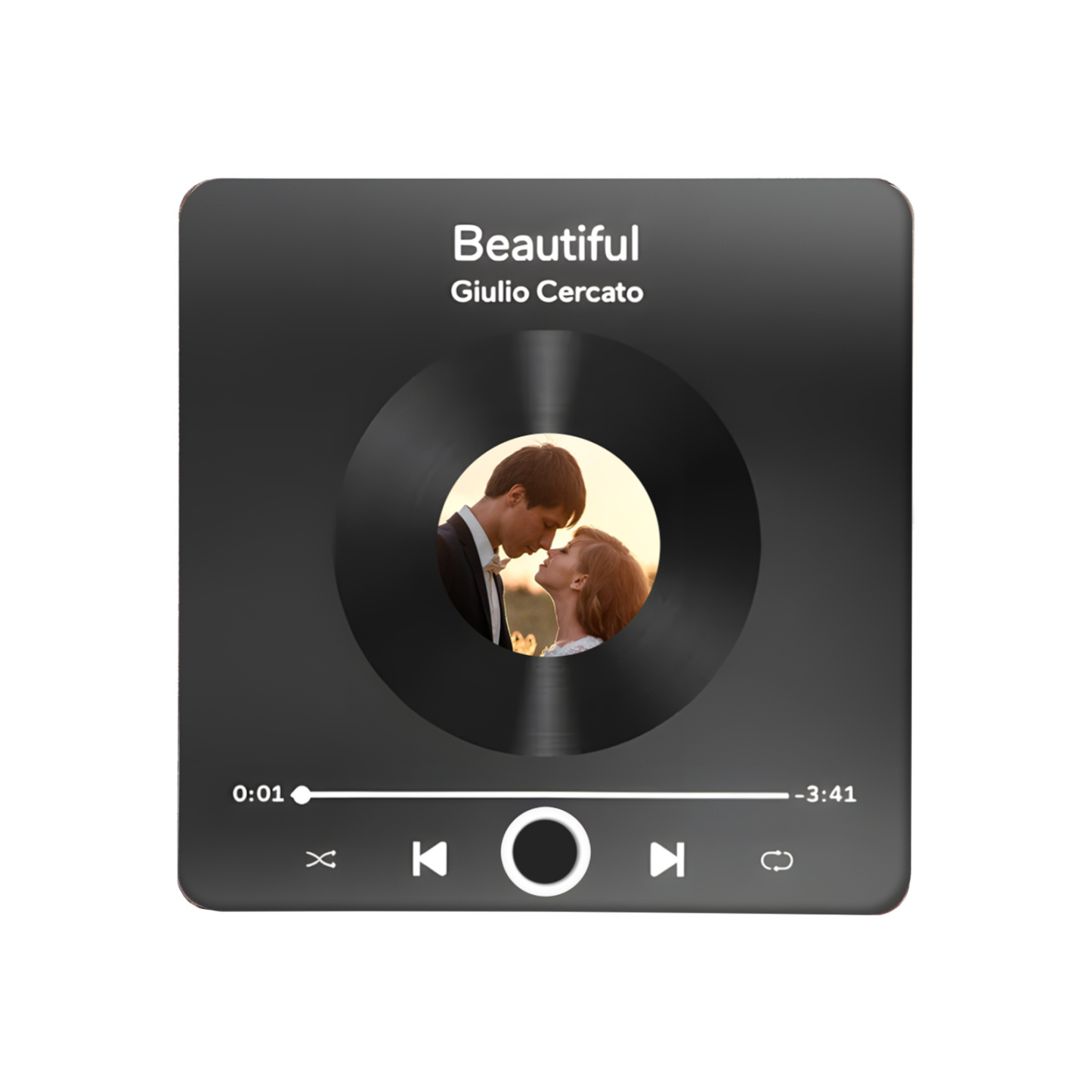 Personalized Photo Fridge Magnet with Favorite Song – Elegant Gift for Couples in Black or Color | Jessemade