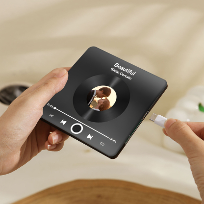 Personalized Photo Fridge Magnet with Favorite Song – Elegant Gift for Couples in Black or Color | Jessemade