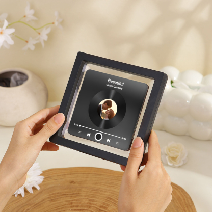 Personalized Photo Fridge Magnet with Favorite Song – Elegant Gift for Couples in Black or Color | Jessemade