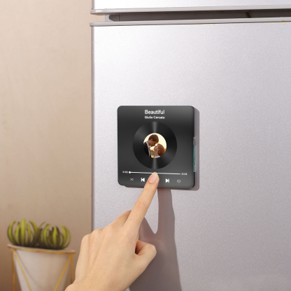 Personalized Photo Fridge Magnet with Favorite Song – Elegant Gift for Couples in Black or Color | Jessemade