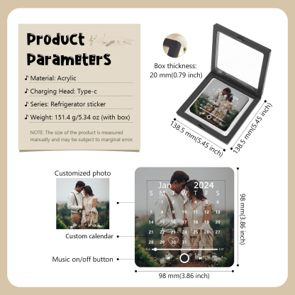 Personalized 1-Photo and Date Magnetic Music Frame – A Timeless Couple’s Gift | Jessemade