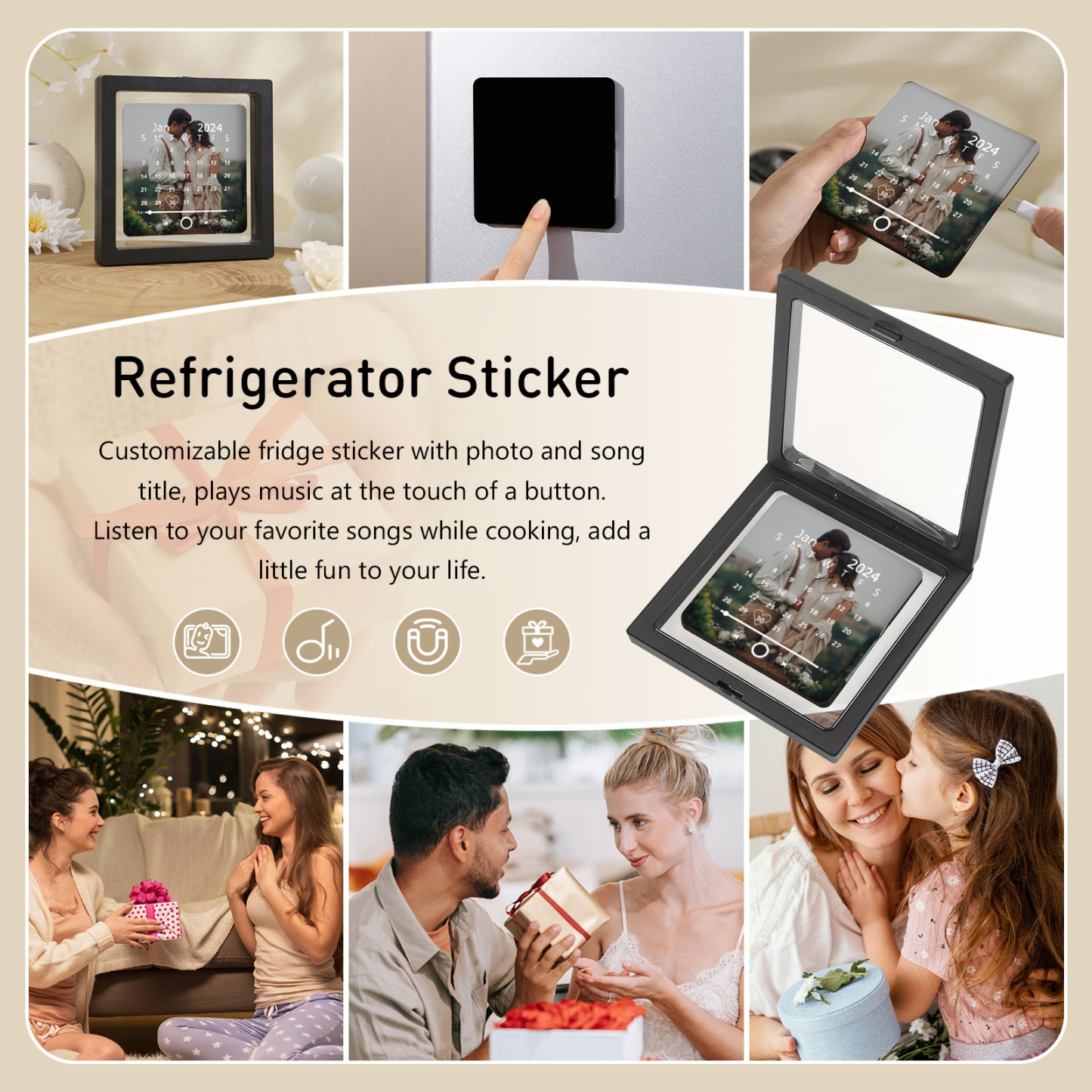 Personalized 1-Photo and Date Magnetic Music Frame – A Timeless Couple’s Gift | Jessemade