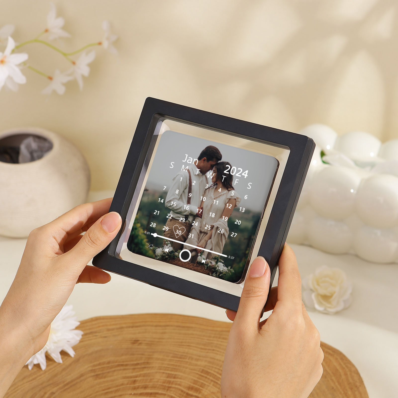 Personalized 1-Photo and Date Magnetic Music Frame – A Timeless Couple’s Gift | Jessemade