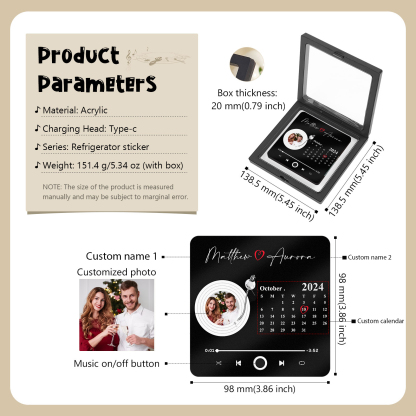 Personalized Fridge Magnet with Photo, Names & Date – A Romantic Couple Keepsake | Jessemade