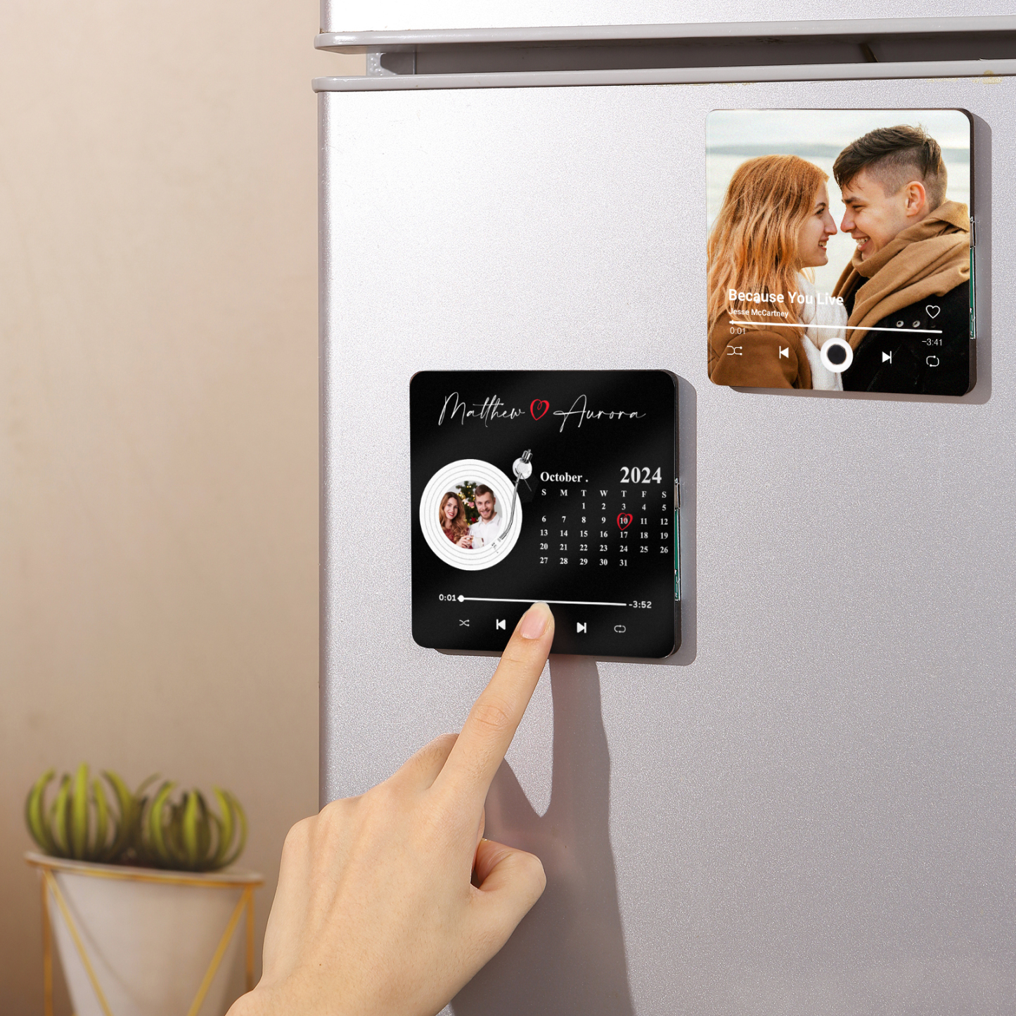 Personalized Fridge Magnet with Photo, Names & Date – A Romantic Couple Keepsake | Jessemade
