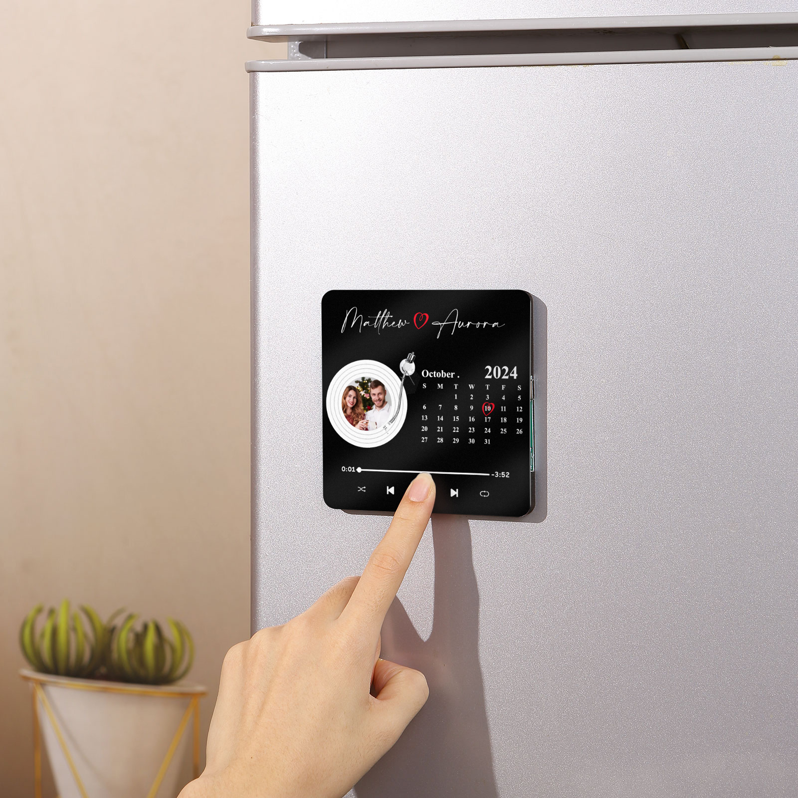 Personalized Fridge Magnet with Photo, Names & Date – A Romantic Couple Keepsake | Jessemade