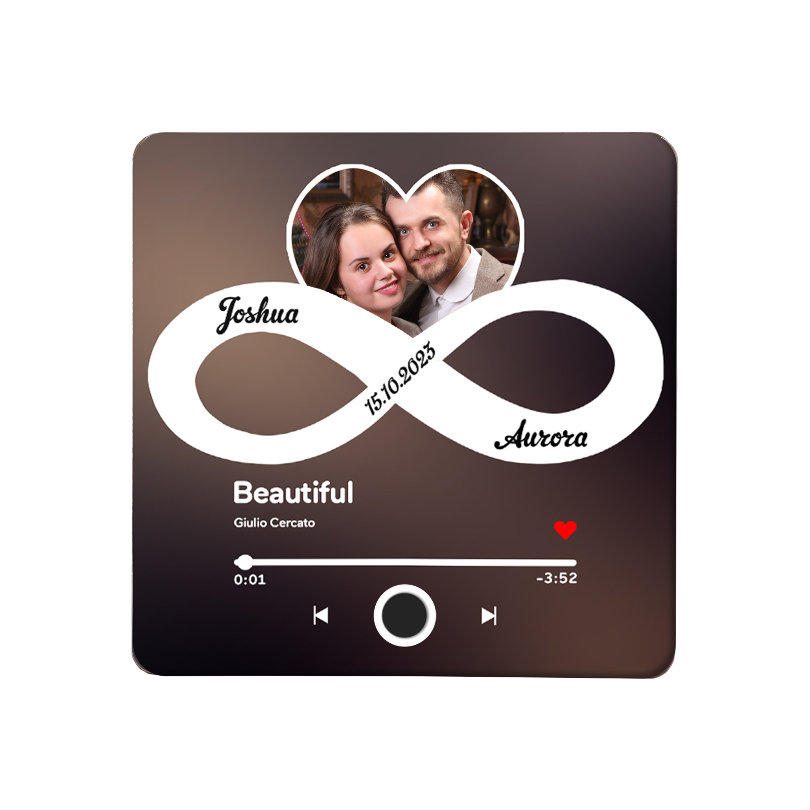 Personalized Magnetic Music Frame – Custom Photo, Date, Names & Song for Couples | Jessemade