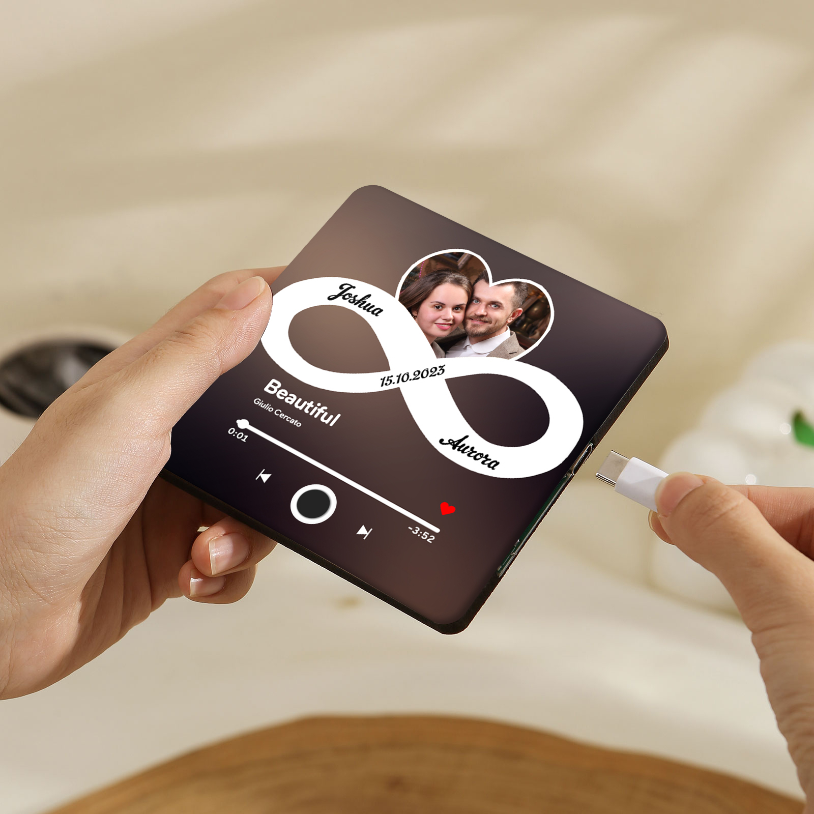 Personalized Magnetic Music Frame – Custom Photo, Date, Names & Song for Couples | Jessemade