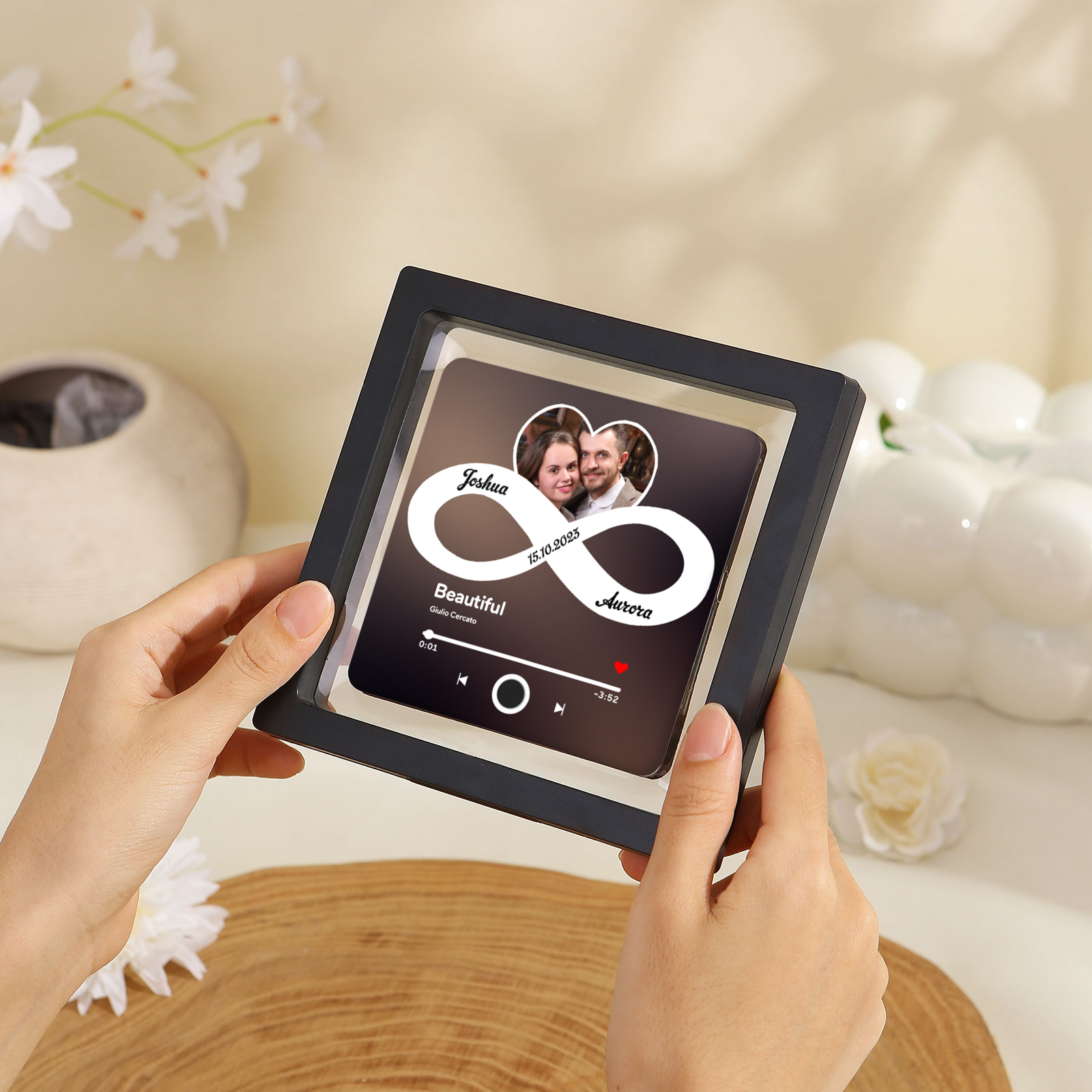 Personalized Magnetic Music Frame – Custom Photo, Date, Names & Song for Couples | Jessemade