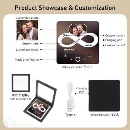 Personalized Magnetic Music Frame – Custom Photo, Date, Names & Song for Couples | Jessemade