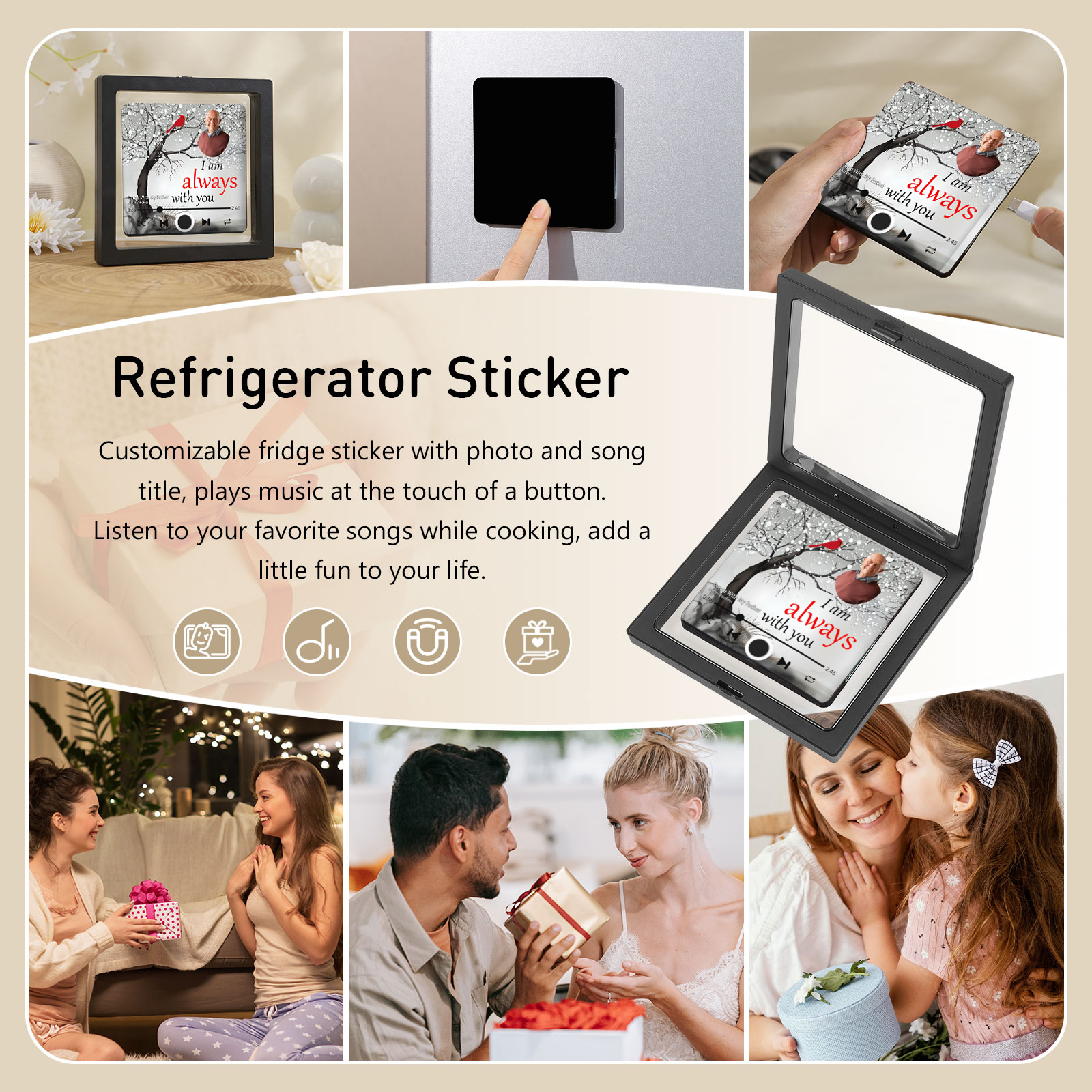 Personalized Memory Magnet – Photo, Text & Song Title for Honoring Loved Ones | Jessemade