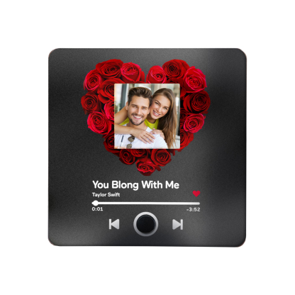 Personalized Photo Fridge Magnet with Favorite Song – Elegant Gift for Couples in Black/Color/Matt Black/Red | Jessemade