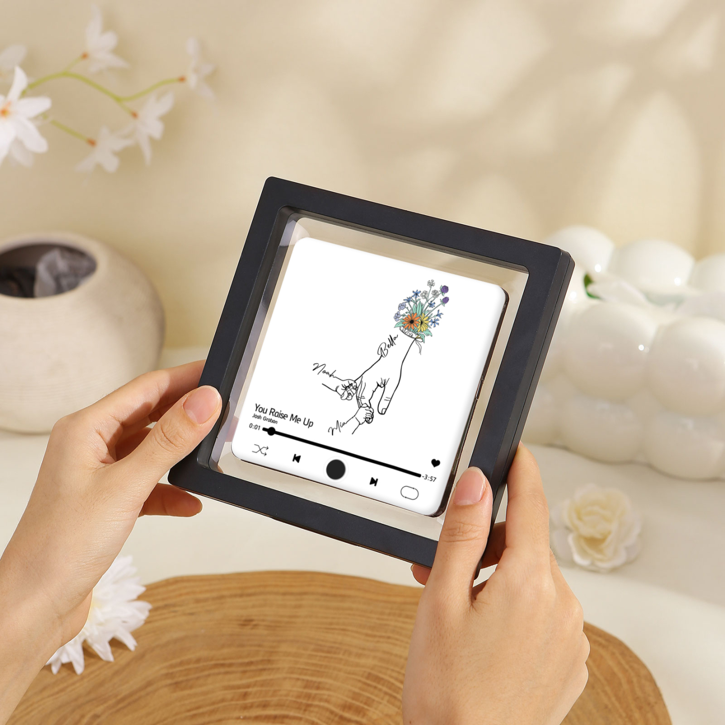 Personalized Hand-Holding Refrigerator Sticker with Custom 3 Names and Music Thoughtful Gift for Mum | Jessemade