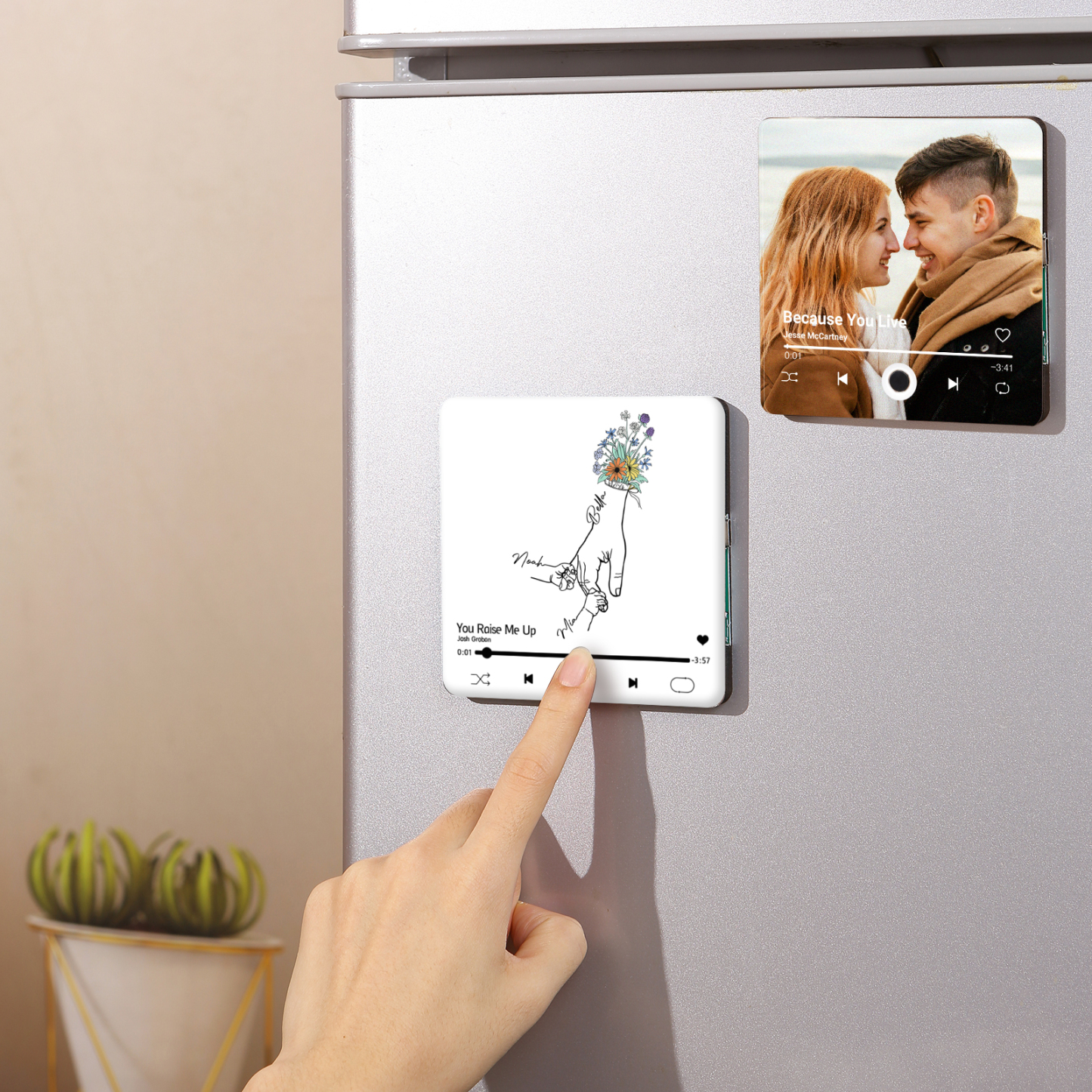 Personalized Hand-Holding Refrigerator Sticker with Custom 3 Names and Music Thoughtful Gift for Mum | Jessemade