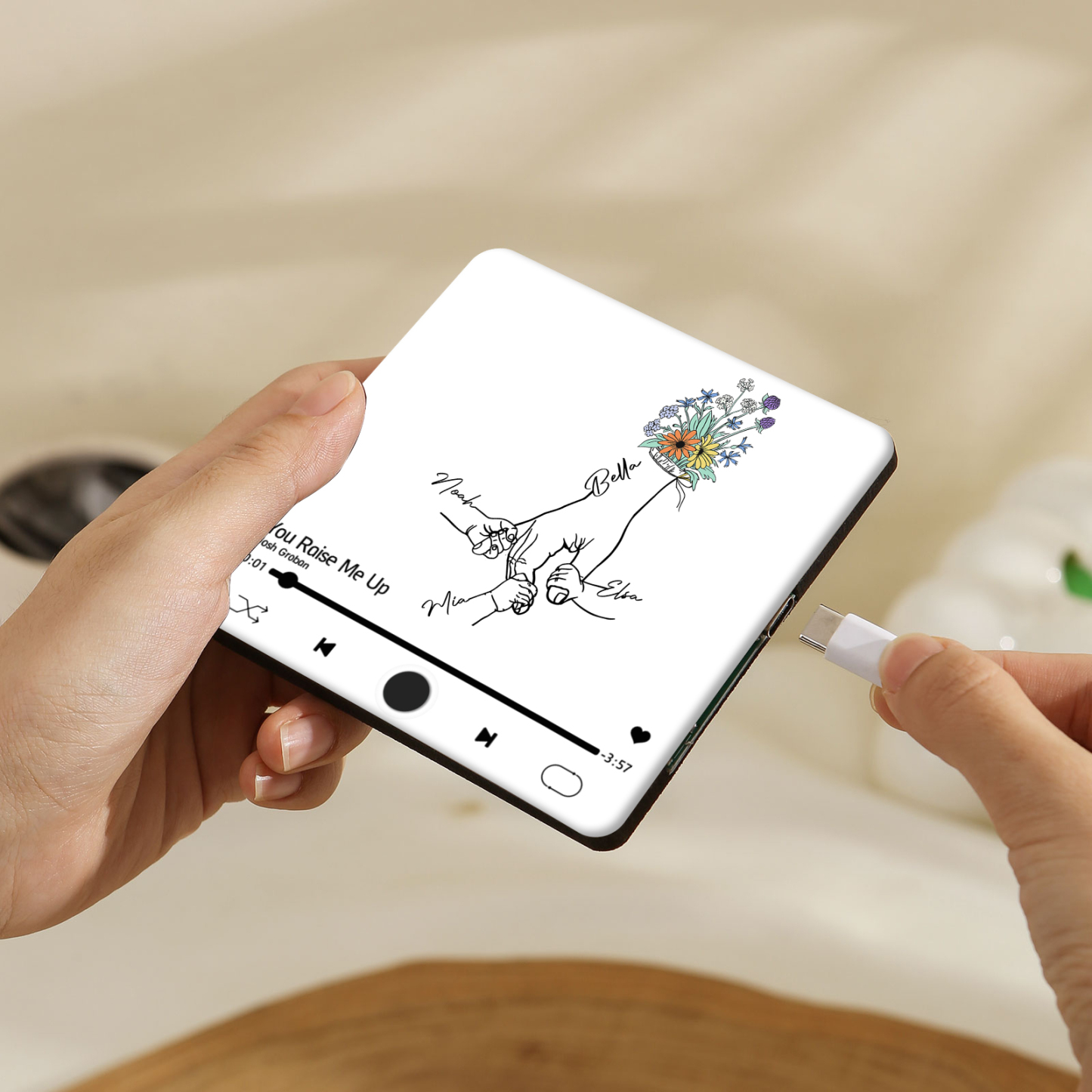 Personalized Hand-Holding Refrigerator Sticker with Custom 4 Names and Music Thoughtful Gift for Mum | Jessemade