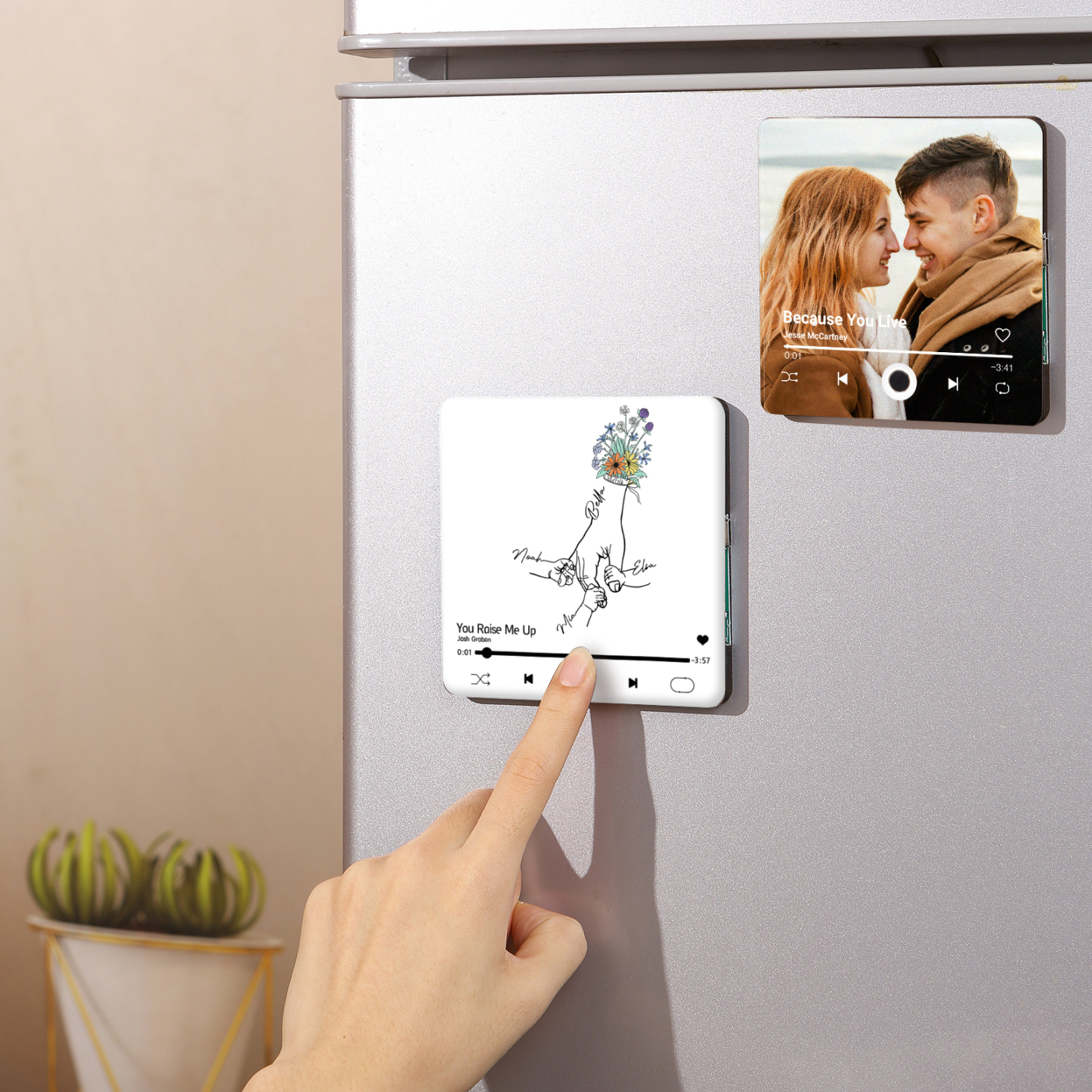 Personalized Hand-Holding Refrigerator Sticker with Custom 4 Names and Music Thoughtful Gift for Mum | Jessemade