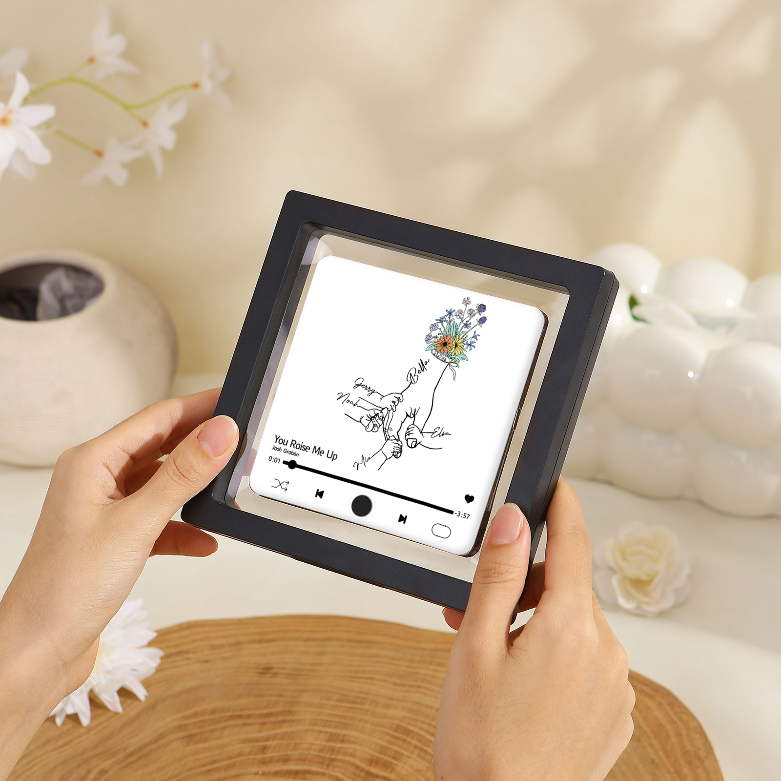 Personalized Hand-Holding Refrigerator Sticker with Custom 5 Names and Music Thoughtful Gift for Mum | Jessemade