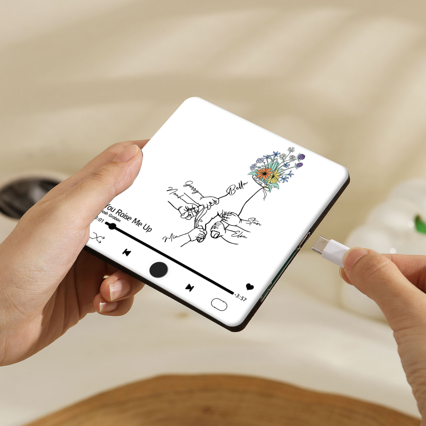 Personalized Hand-Holding Refrigerator Sticker with Custom 6 Names and Music Thoughtful Gift for Mum | Jessemade