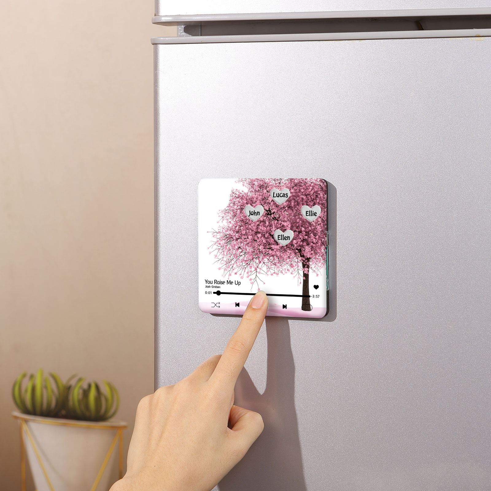 Personalized Acrylic Refrigerator Magnet with Custom 4 Names and Song Gift for Parents | Jessemade