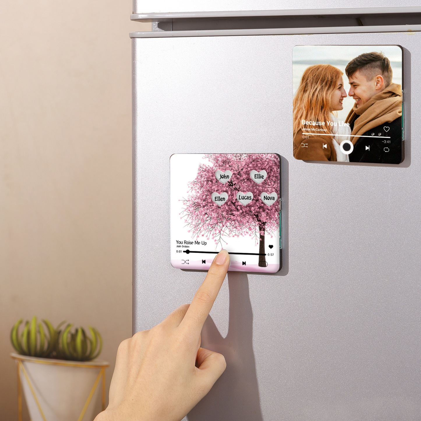 Personalized Acrylic Refrigerator Magnet with Custom 5 Names and Song Gift for Parents | Jessemade