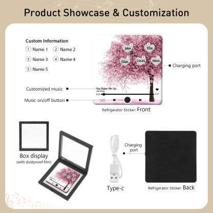 Personalized Acrylic Refrigerator Magnet with Custom 5 Names and Song Gift for Parents | Jessemade