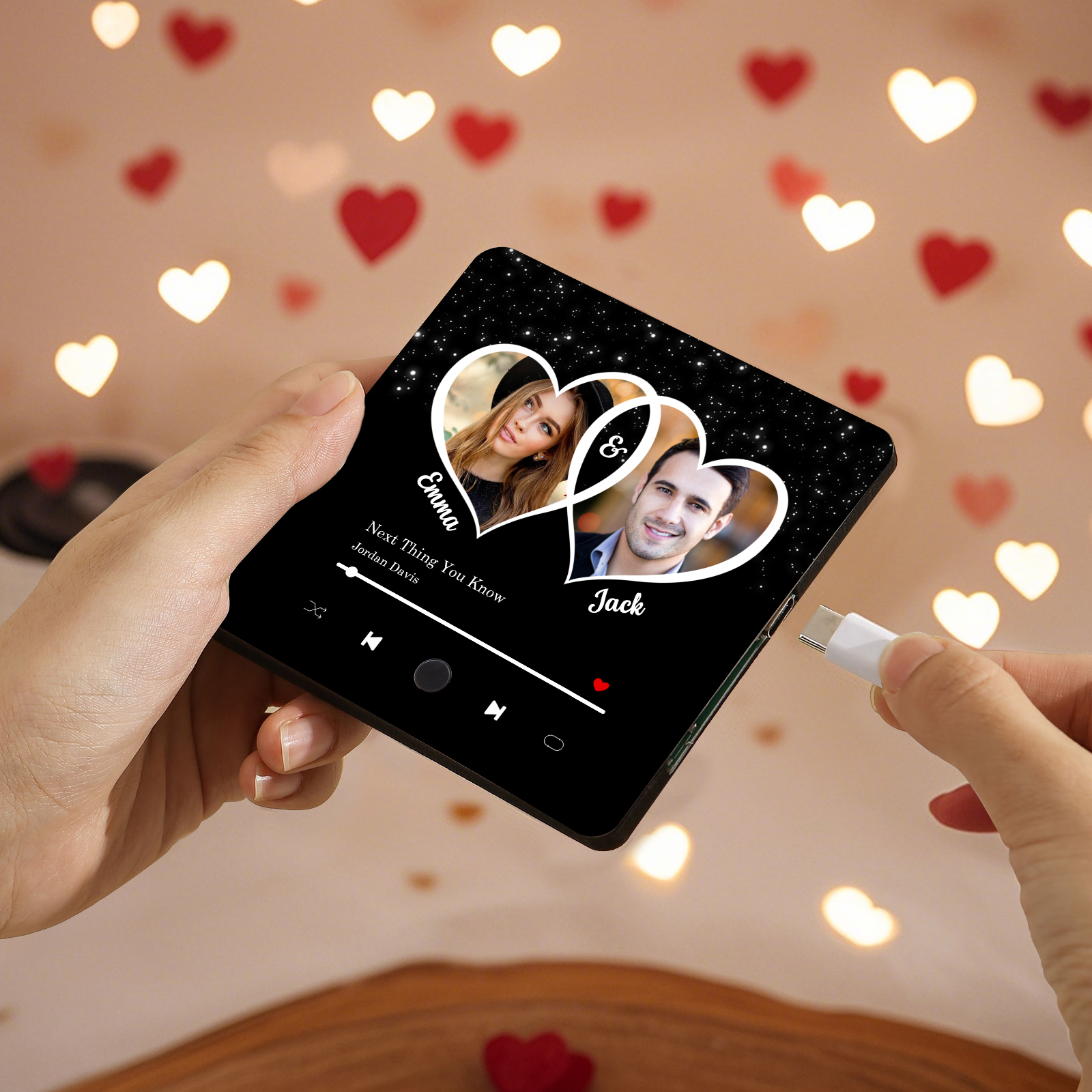 Personalized Music Refrigerator Magnet with 2 Photos and 2 Names – Valentine’s Day Gift for Him/Her | Jessemade