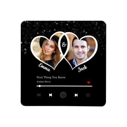 Personalized Music Refrigerator Magnet with 2 Photos and 2 Names – Valentine’s Day Gift for Him/Her | Jessemade