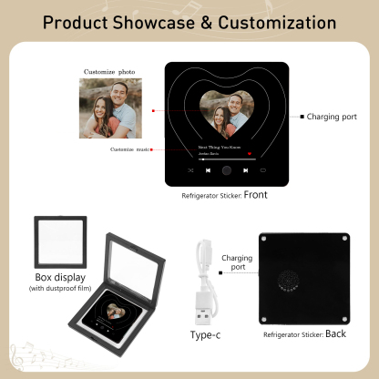 Personalized Music Refrigerator Magnet – Custom Photo & Song | Valentine's Gift for Him/Her | Jessemade