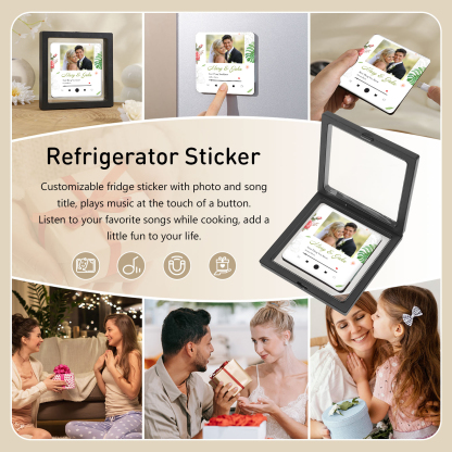 Personalized Music Fridge Sticker with 2 Names, 1 Photo & 1 Song – Romantic Valentine’s Day Gift for Him/Her | Jessemade