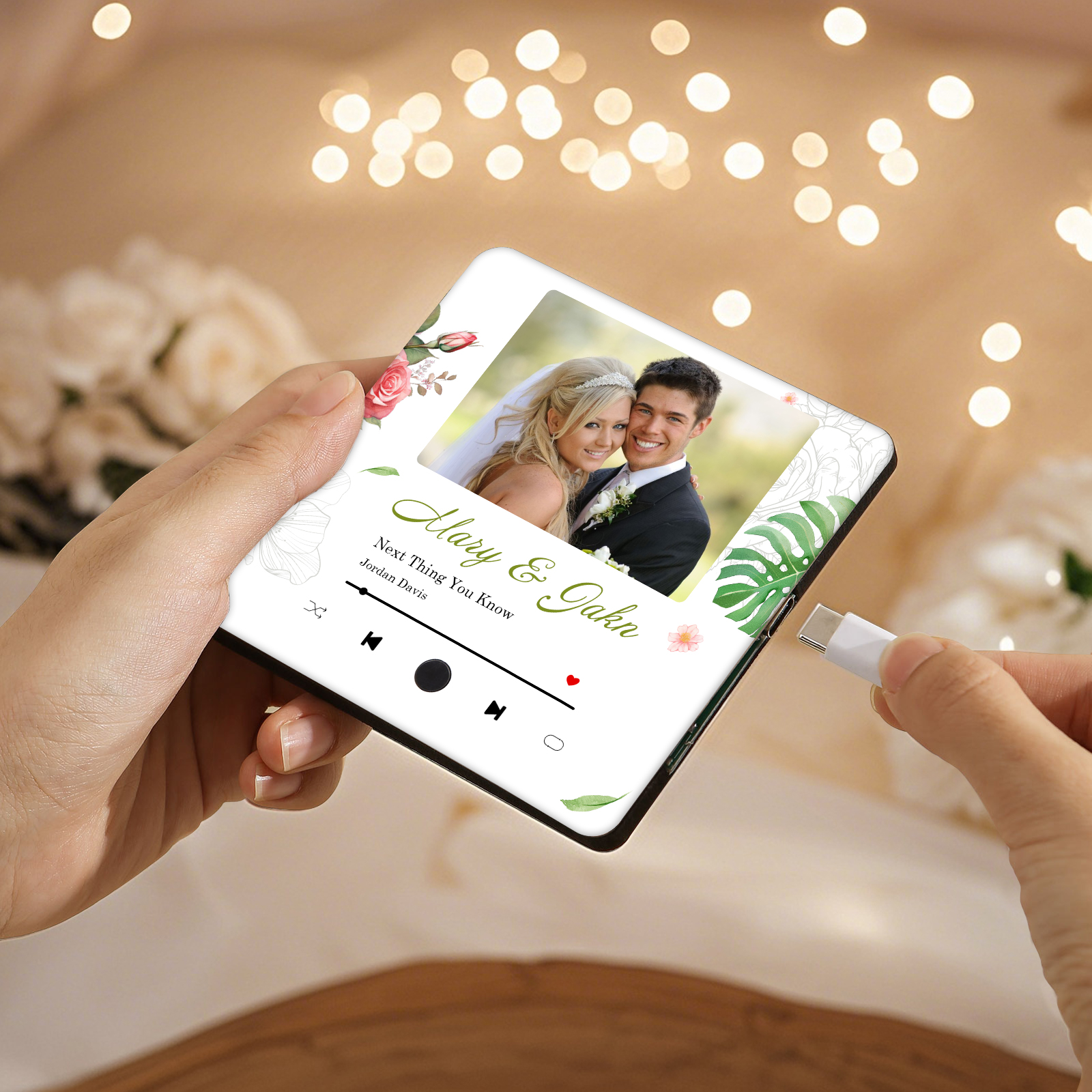 Personalized Music Fridge Sticker with 2 Names, 1 Photo & 1 Song – Romantic Valentine’s Day Gift for Him/Her | Jessemade