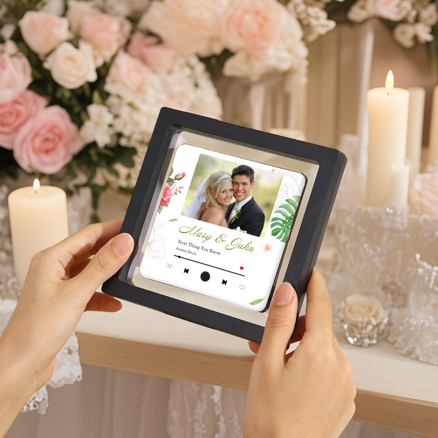 Personalized Music Fridge Sticker with 2 Names, 1 Photo & 1 Song – Romantic Valentine’s Day Gift for Him/Her | Jessemade