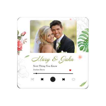 Personalized Music Fridge Sticker with 2 Names, 1 Photo & 1 Song – Romantic Valentine’s Day Gift for Him/Her | Jessemade